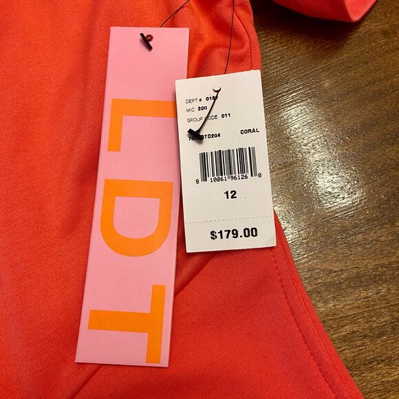 LDT Coral Short Sleeve Sheath Dress size 12 NWT - Picture 5 of 14